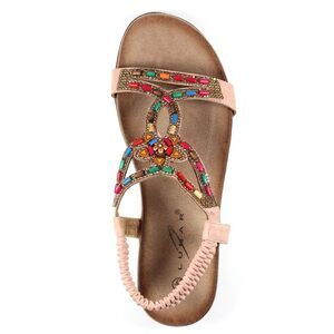 Lunar Womens/Ladies Mariella Beaded Sandals / Pink